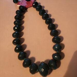 Charming Charlie Green Beaded Necklace Sparkling Faceted Design